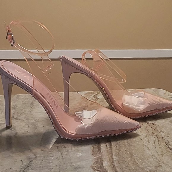 Gianni Bini Findlay Clear Rhinestone Trim Ankle Strap Pumps 11M - Picture 2 of 3